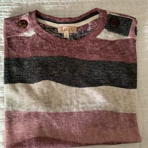 Lavish Multicolored Striped Shirt Short Sleeve Top Women's Size Large